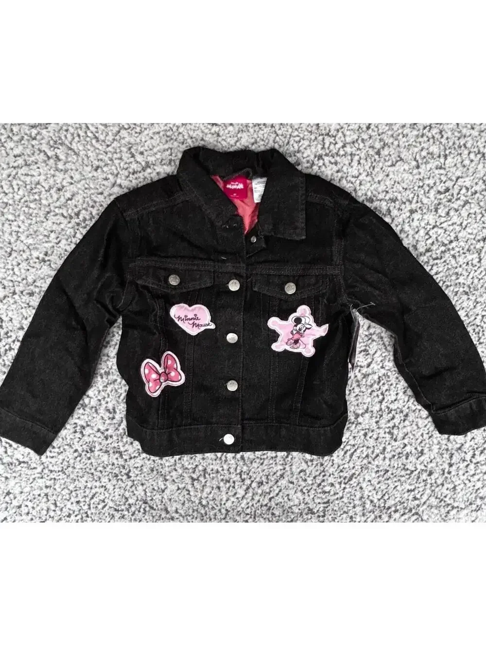 Disney Minnie Mouse Toddler Denim Jacket Girls 4T Black Sheriff Star NWT
